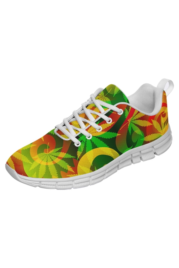 Marijuana Leaf Shoes for Men Women Casual Running Walking Tennis Sneakers Gifts for Marijuana Lover White Size 3.5