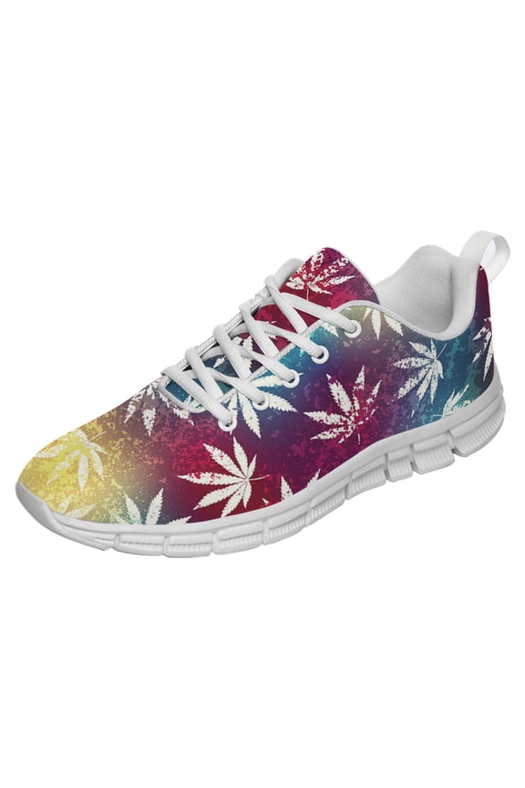 Marijuana Leaf Shoes for Men Women Casual Running Walking Tennis Sneakers Gifts for Marijuana Lover White Size 3.5