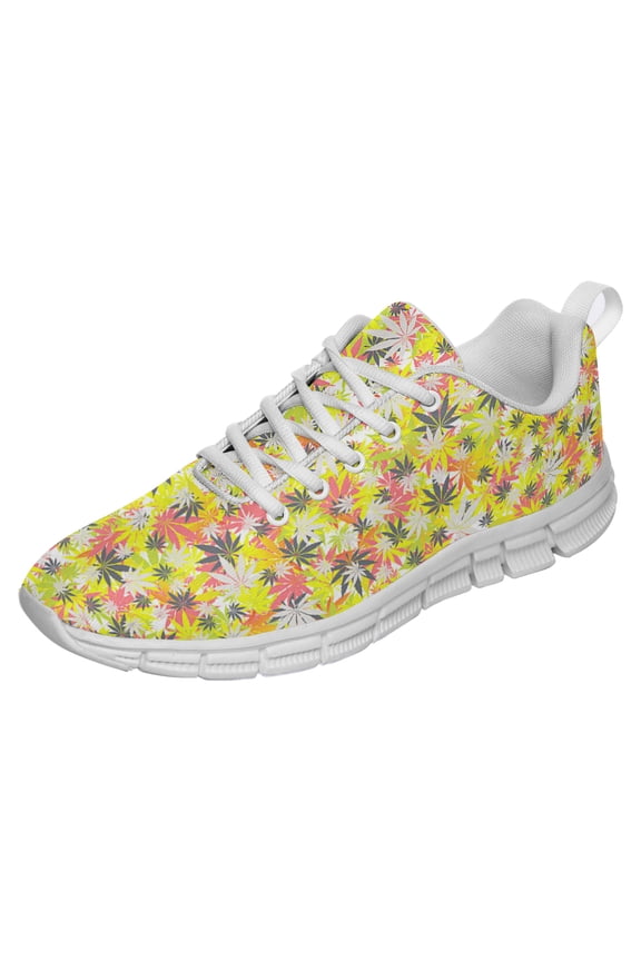 Marijuana Leaf Shoes for Men Women Casual Running Walking Tennis Sneakers Gifts for Marijuana Lover White Size 4.5