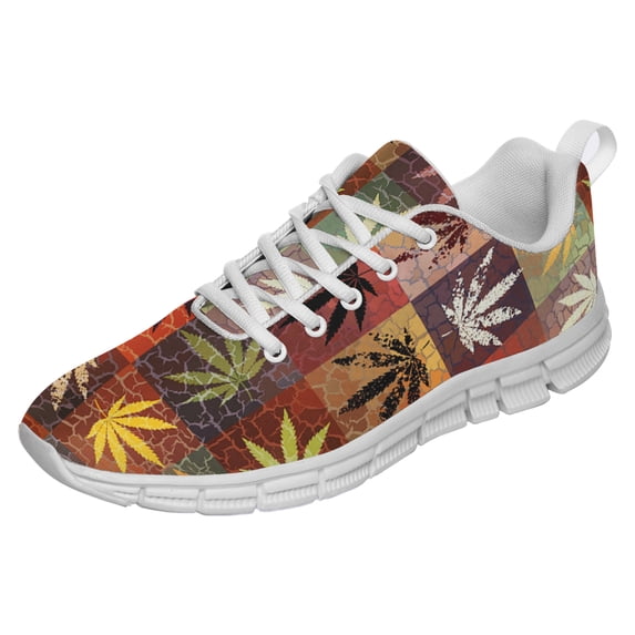 Marijuana Leaf Shoes for Men Women Casual Running Walking Tennis Sneakers Gifts for Marijuana Lover White Size 5