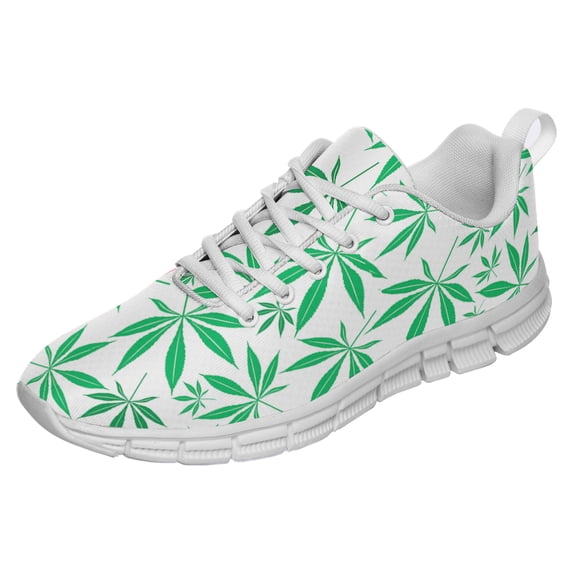 Marijuana Leaf Shoes for Men Women Casual Running Walking Tennis Sneakers Gifts for Marijuana Lover White Size 7