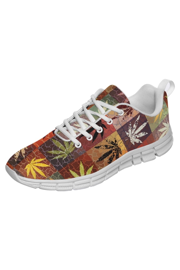 Marijuana Leaf Shoes for Men Women Casual Running Walking Tennis Sneakers Gifts for Marijuana Lover White Size 7