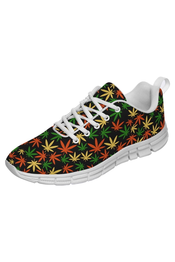 Marijuana Leaf Shoes for Men Women Casual Running Walking Tennis Sneakers Gifts for Marijuana Lover White Size 8.5