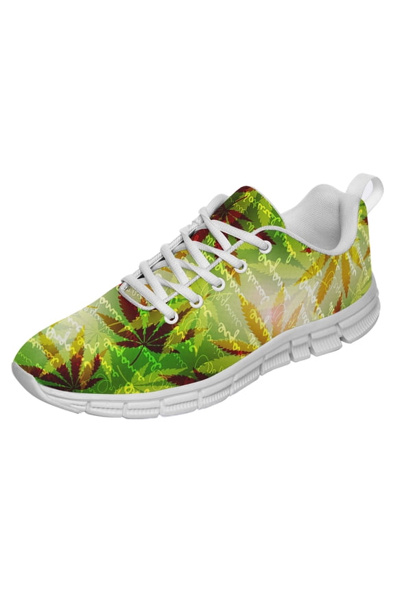 Marijuana Leaf Shoes for Men Women Casual Running Walking Tennis Sneakers Gifts for Marijuana Lover White Size 9