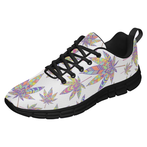 Marijuana Leaf Shoes for Men Women Running Sneakers Breathable Casual Sport Tennis Shoes Gift for Him Her Black Size 10.5