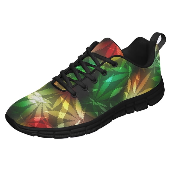 Marijuana Leaf Shoes for Men Women Running Sneakers Breathable Casual Sport Tennis Shoes Gift for Him Her Black Size 11.5