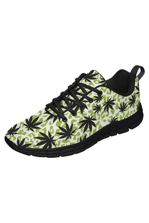 Marijuana Leaf Shoes for Men Women Running Sneakers Breathable Casual Sport Tennis Shoes Gift for Him Her Black Size 11