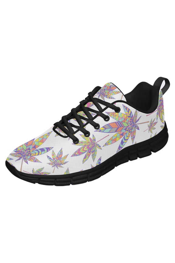 Marijuana Leaf Shoes for Men Women Running Sneakers Breathable Casual Sport Tennis Shoes Gift for Him Her Black Size 6