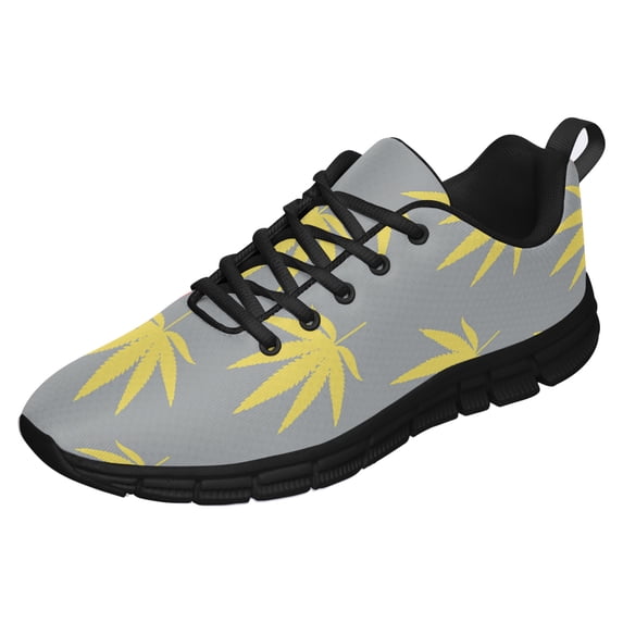 Marijuana Leaf Shoes for Men Women Running Sneakers Breathable Casual Sport Tennis Shoes Gift for Him Her Black Size 9.5