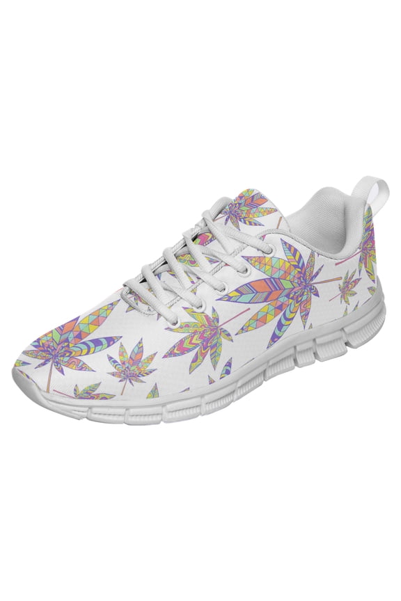 Marijuana Leaf Shoes for Men Women Running Sneakers Breathable Casual Sport Tennis Shoes Gift for Him Her White Size 10.5