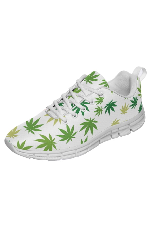 Marijuana Leaf Shoes for Men Women Running Sneakers Breathable Casual Sport Tennis Shoes Gift for Him Her White Size 10