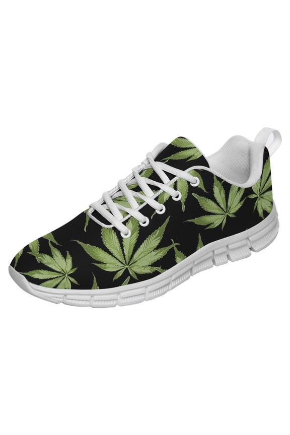 Marijuana Leaf Shoes for Men Women Running Sneakers Breathable Casual Sport Tennis Shoes Gift for Him Her White Size 11