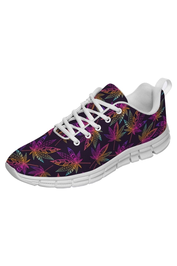 Marijuana Leaf Shoes for Men Women Running Sneakers Breathable Casual Sport Tennis Shoes Gift for Him Her White Size 7.5