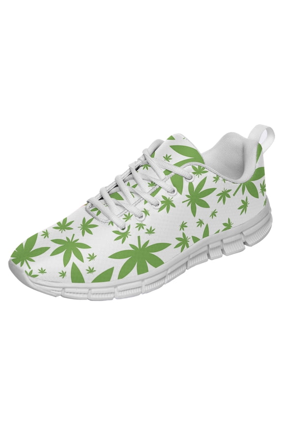Marijuana Leaf Shoes for Men Women Running Sneakers Breathable Casual Sport Tennis Shoes Gift for Him Her White Size 9.5