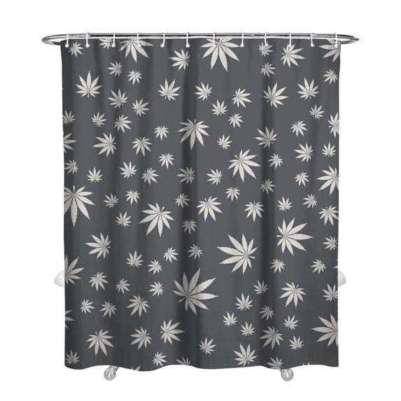 Marijuana Leaf Shower Curtain - Minimalist Weed Bathroom Decor - Waterproof Quick-Dry Fabric with Rust-Resistant Grommets - 72x84 Inches Includes 12 Hooks
