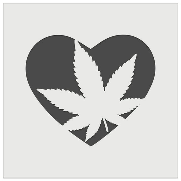 Marijuana Leaf in Heart DIY Cookie Wall Craft Stencil - 7.0 Inch