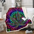 thumbnail image 1 of Marijuana Leaves Flannel Blanket Bohemian Blue Purple Mandala Sherpa Blanket Colorful Cannabis Leaves Throw Blanket Adult Teens Boys Exotic Rainbow Weed Leaf Plush Blanket Twin 60"x80", 1 of 1