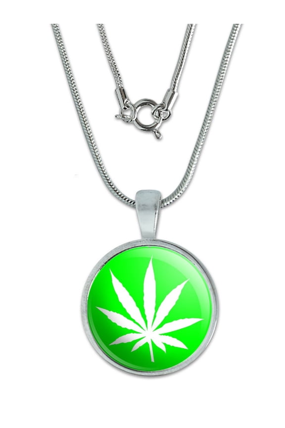 Marijuana Pot Weed Leaf - Green Small Pendant