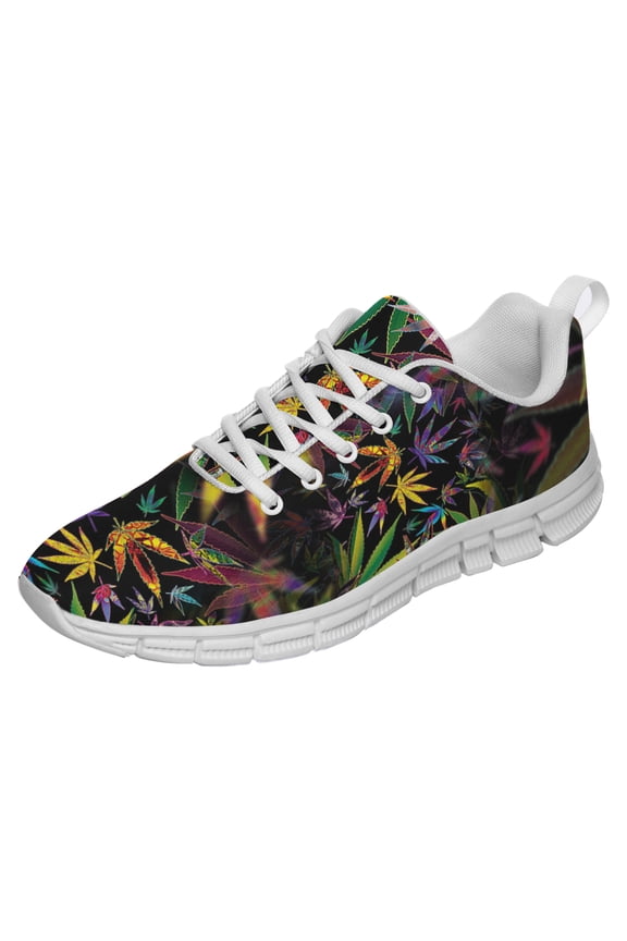 Marijuana Shoes For Men Women Pot Leaf 420 Weed Sneakers Cannabis Leaf Walking Running Tennis Shoes White Size 4.5