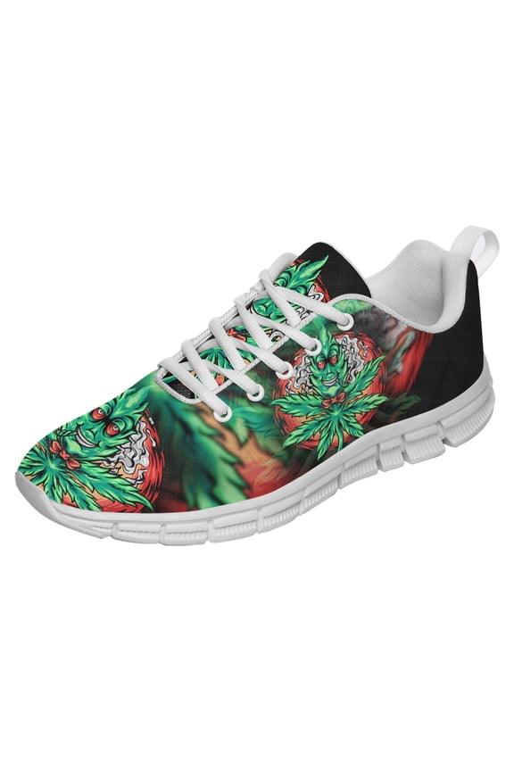 Marijuana Shoes for Men Women Running Sneakers Breathable Casual Sport Tennis Shoes Gift for Him Her White Size 8