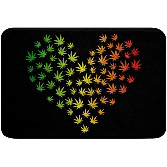 Marijuana Weed Bath Mats for Bathroom,Colorful Gradient Bathroom Mats
