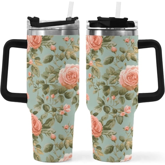 Marijuana Weed Leaf 420 Weed 40oz Tumble with Handle, Stainless Steel with Lid and Straw Funny Gifts for Men Women Festival Birthday Gifts for Dad Mom Coffee Mug