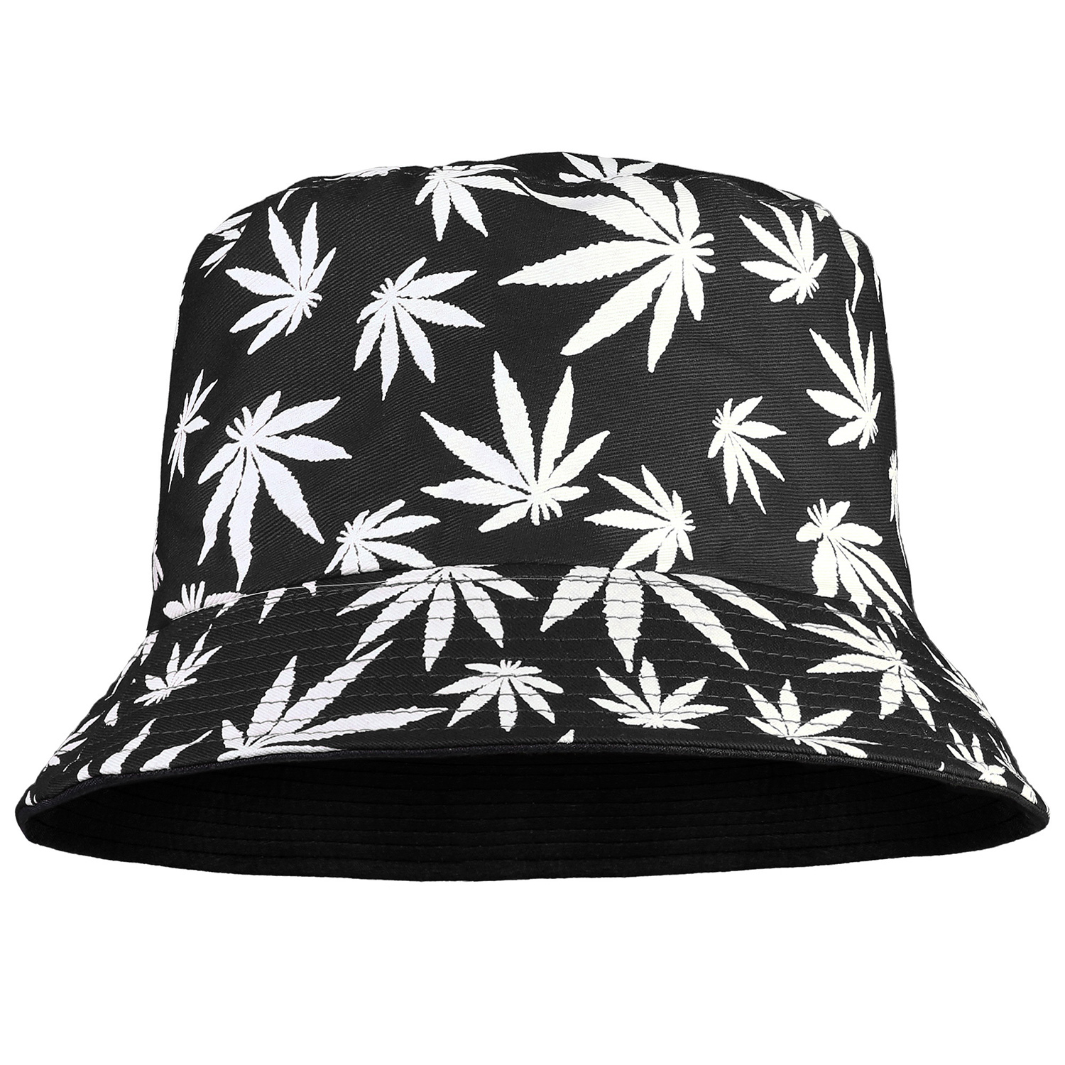 Vibrant striped bucket hat with leaf design. African Striped Patterns Bucket Hat – Melaninful main image 2