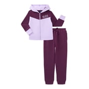Girls Athletic Full Zip Hoodie and Joggers Outfit Set, 2-Piece, Sizes 4-16