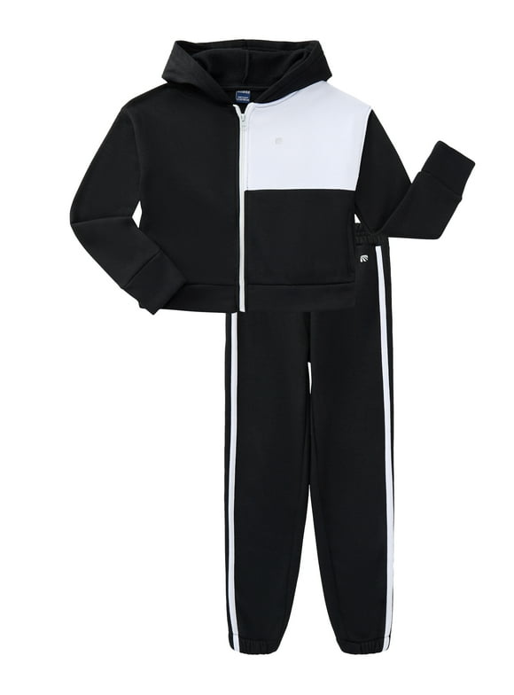 Girls Athletic Full Zip Hoodie and Joggers Outfit Set, 2-Piece, Sizes 4-16