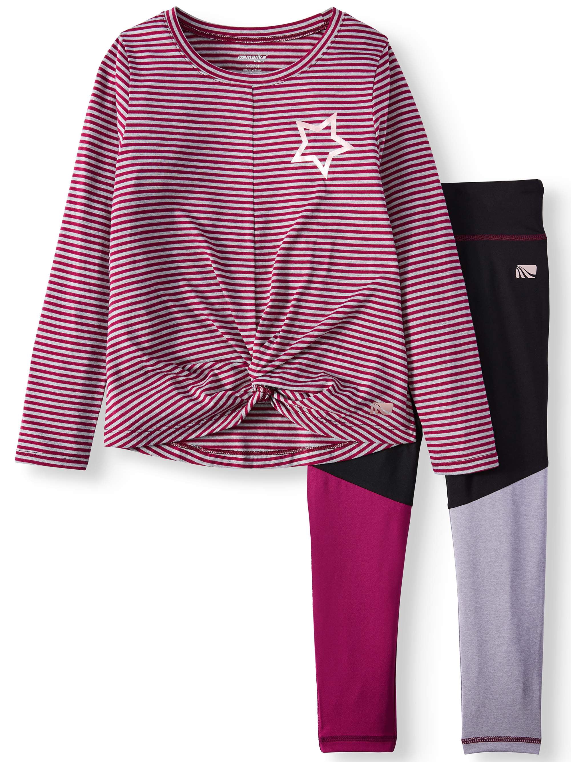 Marika Long Sleeve Hooded Top and Printed Performance leggings, 2-Piece  Active Set (Little Girls & Big Girls) 