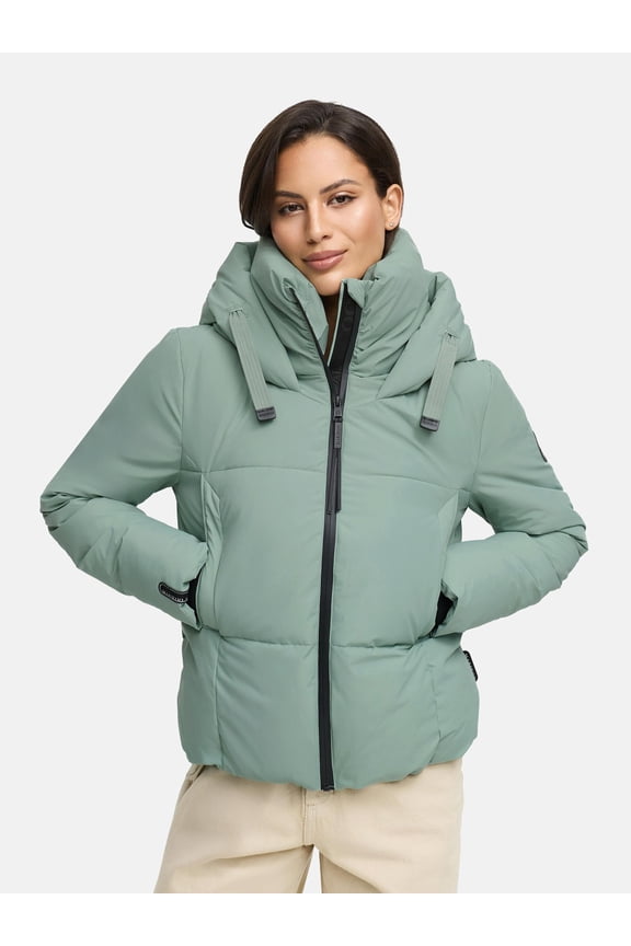 Women’s Cropped Puffered Winter Jacket with Hood - Teddy Lining - Water-Repellent - Ninikaa