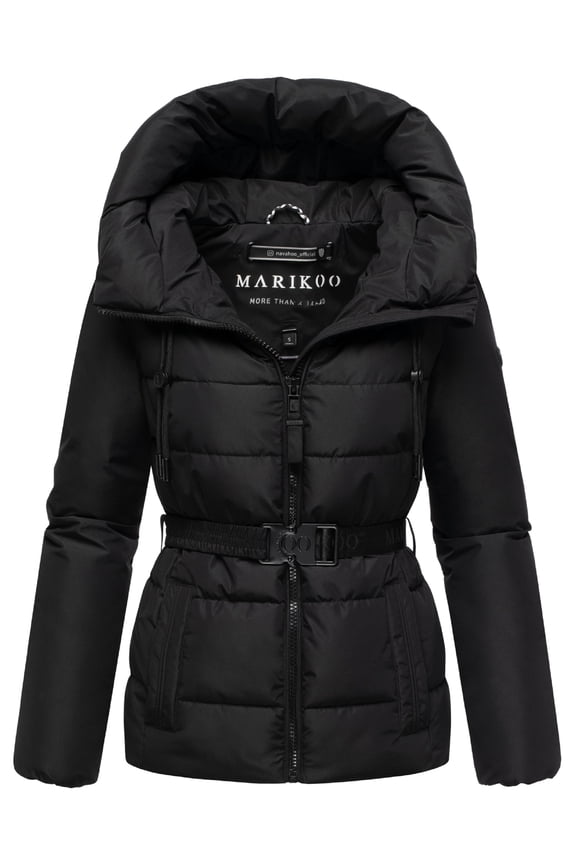 Women’s Belted Puffer Jacket with Hood - Water-Repellent - Adjustable Waist - Himee 16