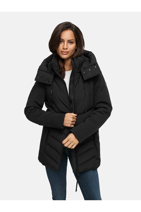 Women's Hip-Covering Quilted Winter Jacket with Hood - Tailored Fit - Tivaa XVI