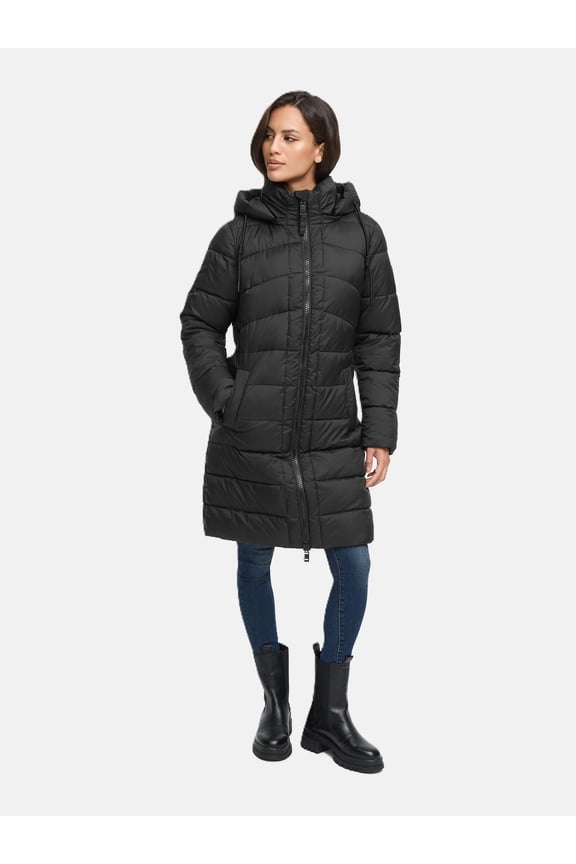 Women's Mid-Lenght Quilted Winter Coat - Removable Hood - Water-Repellent - Kaltnäschen 16