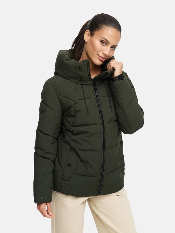 Women's Urban Quilted Winter Jacket with Hood - Water-Repellent - Kuscheltatze XVI