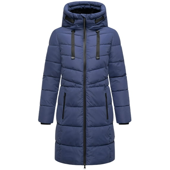 Marikoo Women's Warm Winter Coat with Hood - Quilted Thigh-Length Jacket - Natsukoo XVI