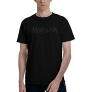 Marillion Logo Mens Short Sleeve T Shirt Outdoor Cotton Round Neck T-Shirt Black Small
