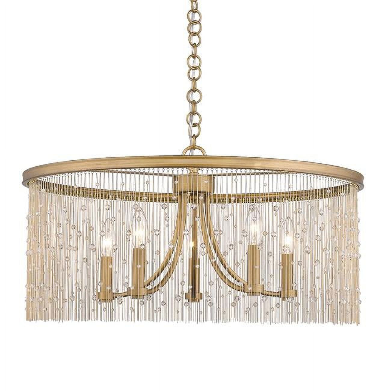 Peruvian Gold 25" Crystal Bead 5-Light Chandelier