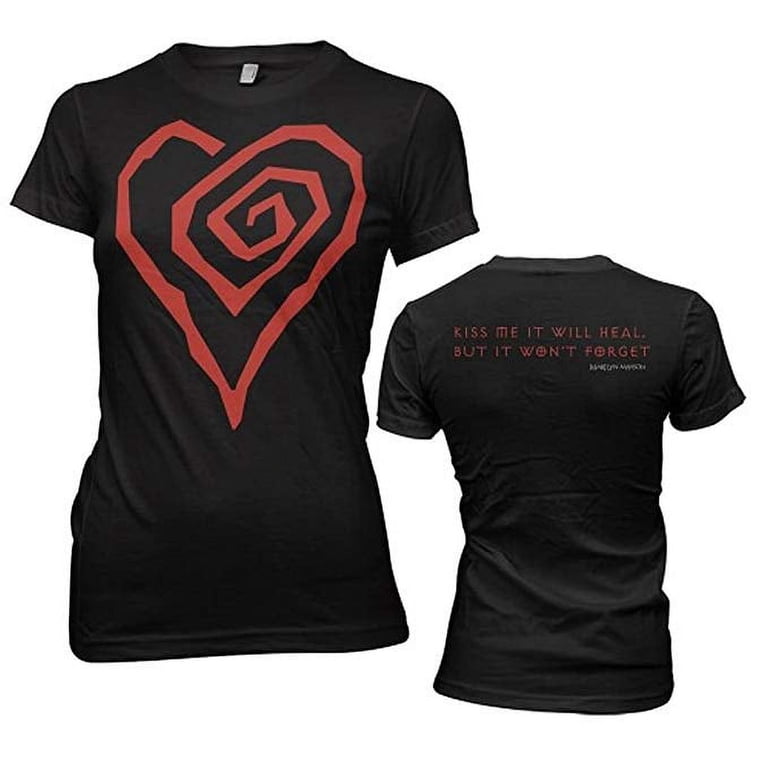 Marilyn Manson Big Heart Junior Women's T-Shirt Black SM, MD, LG