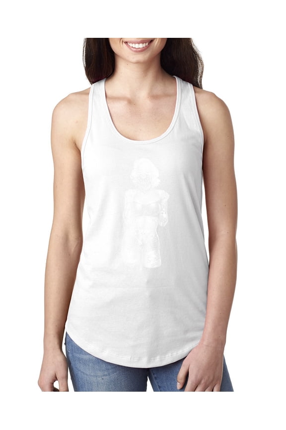 Marilyn Monroe Bandana Tattoo Pop Culture Ladies Racerback Tank Top, White, Large