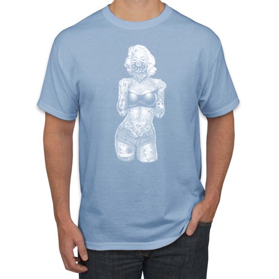 Marilyn Monroe Bandana Tattoo Pop Culture Men's Graphic T-Shirt, Light Blue, 3XL