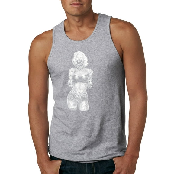Marilyn Monroe Bandana Tattoo Pop Culture Mens Graphic Tank Top, Heather Grey, X-Large