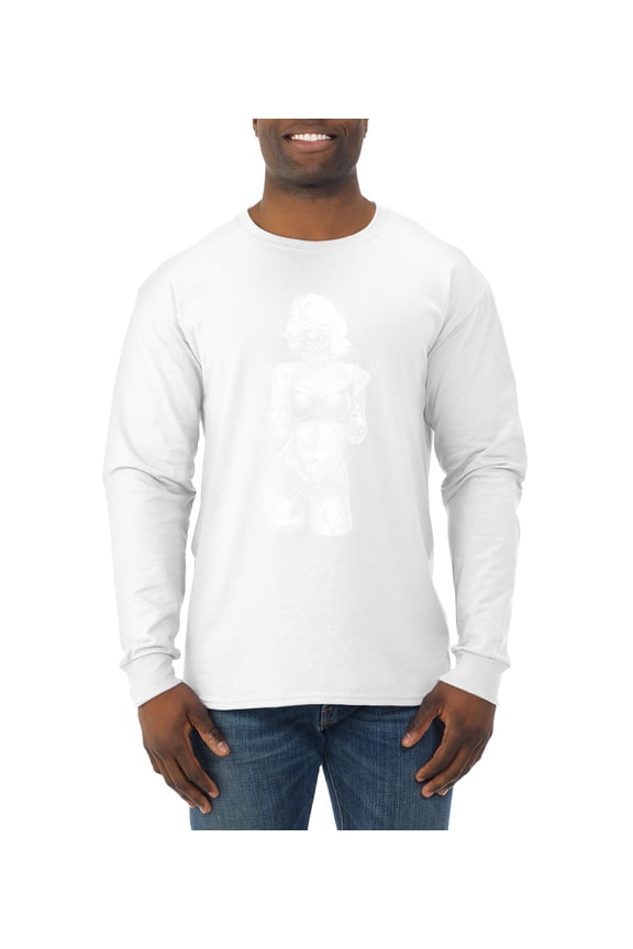 Bandana Tattoo Pop Culture Mens Long Sleeve Shirt, White, 3XL