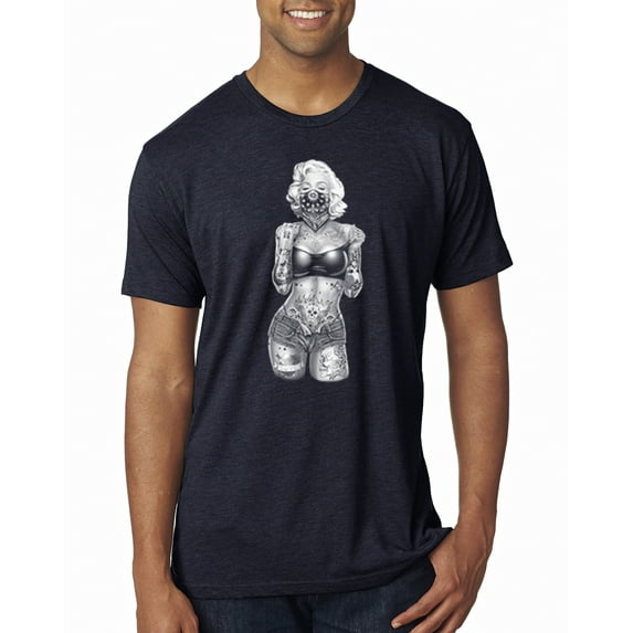 Marilyn Monroe Bandana Tattoo Pop Culture Mens Premium Tri Blend T-Shirt, Vintage Navy, 2XL