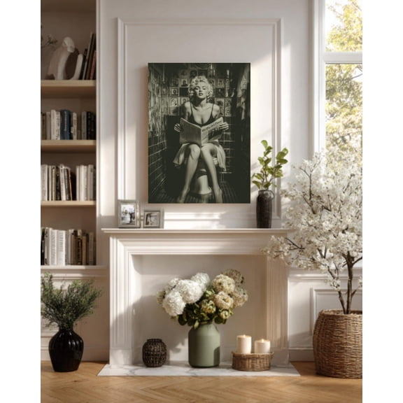 Marilyn Monroe Bathroom Canvas: Vintage Hollywood Photo Wall Art, Unframed Poster Size 16x24
