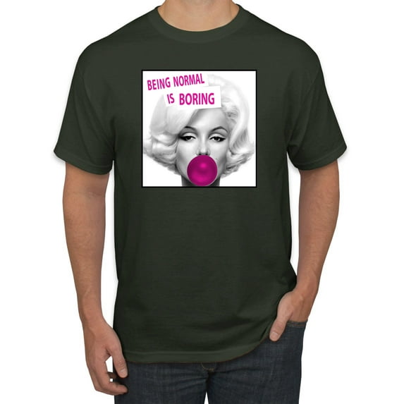 Marilyn Monroe Being Normal is Boring | Mens Famous People Graphic T-Shirt, Forest Green, 3XL