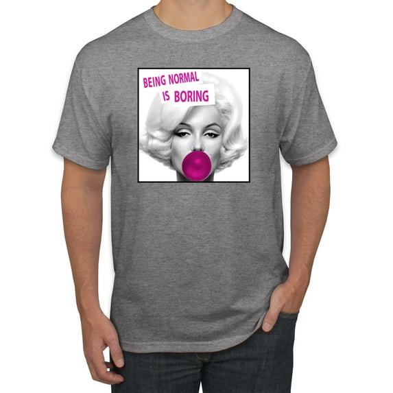 Marilyn Monroe Being Normal is Boring | Mens Famous People Graphic T-Shirt, Heather Grey, 4XL