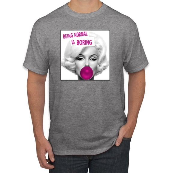 Marilyn Monroe Being Normal is Boring | Mens Famous People Graphic T-Shirt, Heather Grey, Large