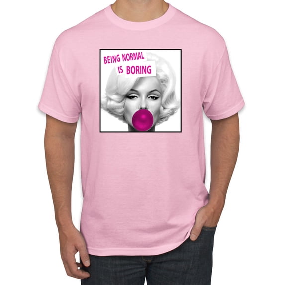 Marilyn Monroe Being Normal is Boring | Mens Famous People Graphic T-Shirt, Light Pink, X-Large