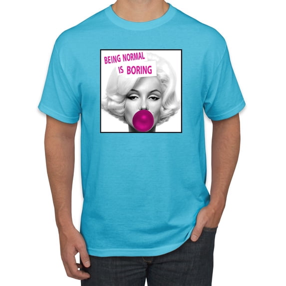Marilyn Monroe Being Normal is Boring | Mens Famous People Graphic T-Shirt, Light Turquoise, Small